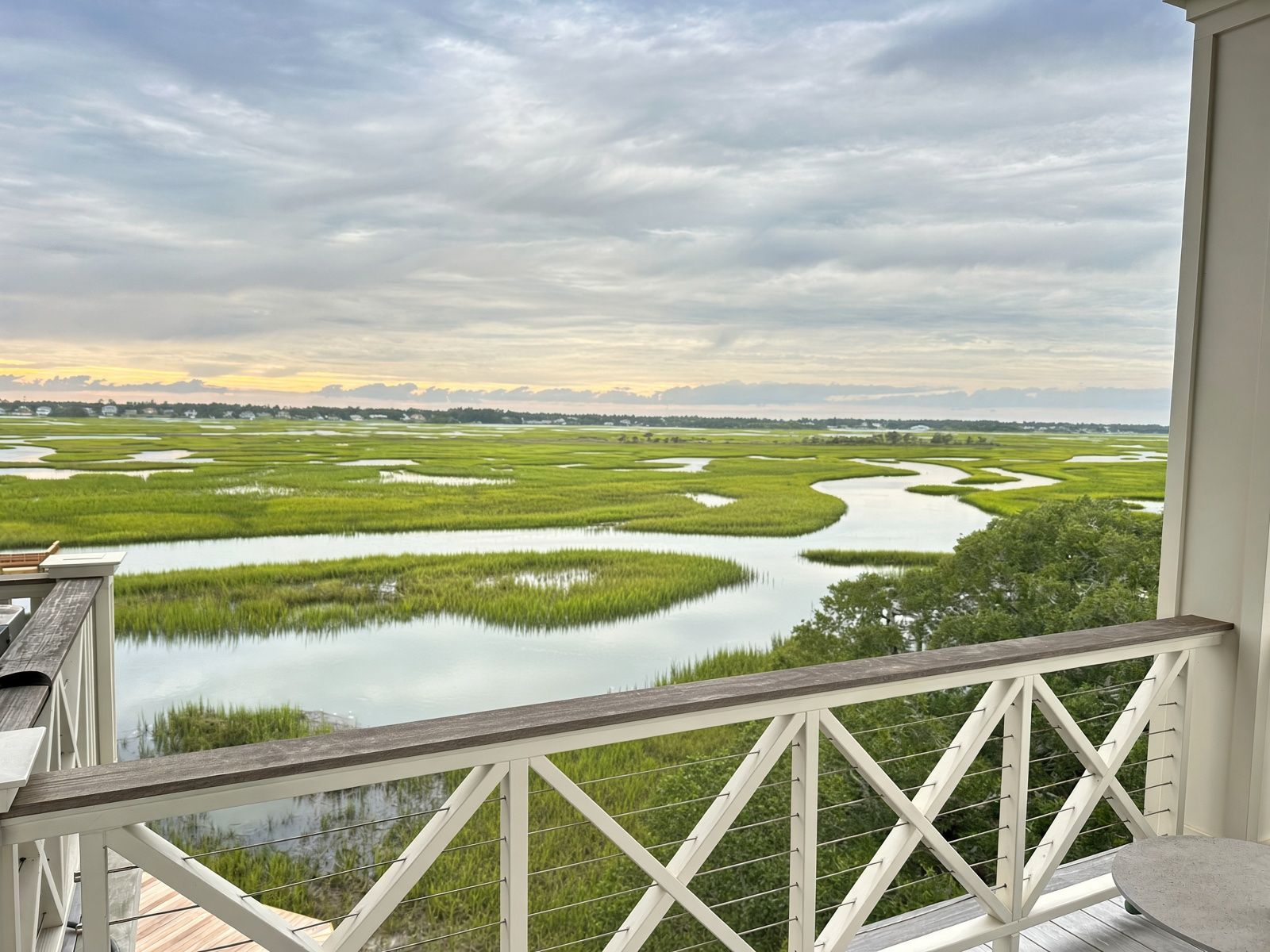 Wide marsh view from the home's upper terrace