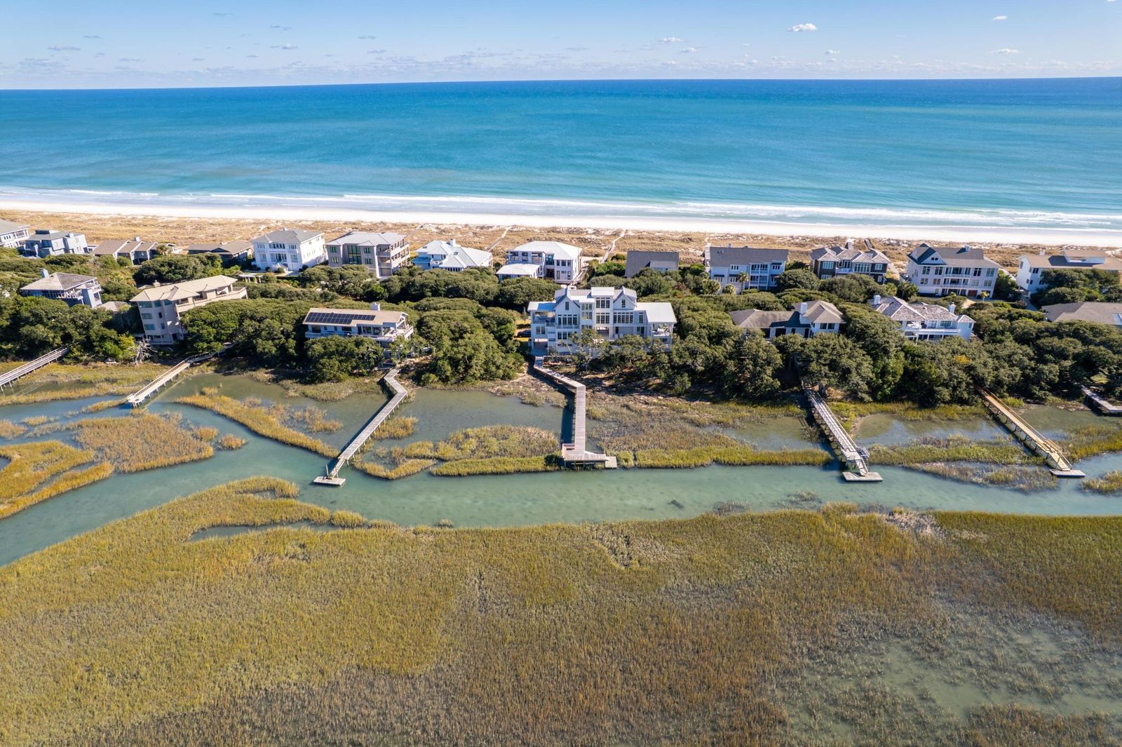 Aerial view of the residence with the ocean in the foreground