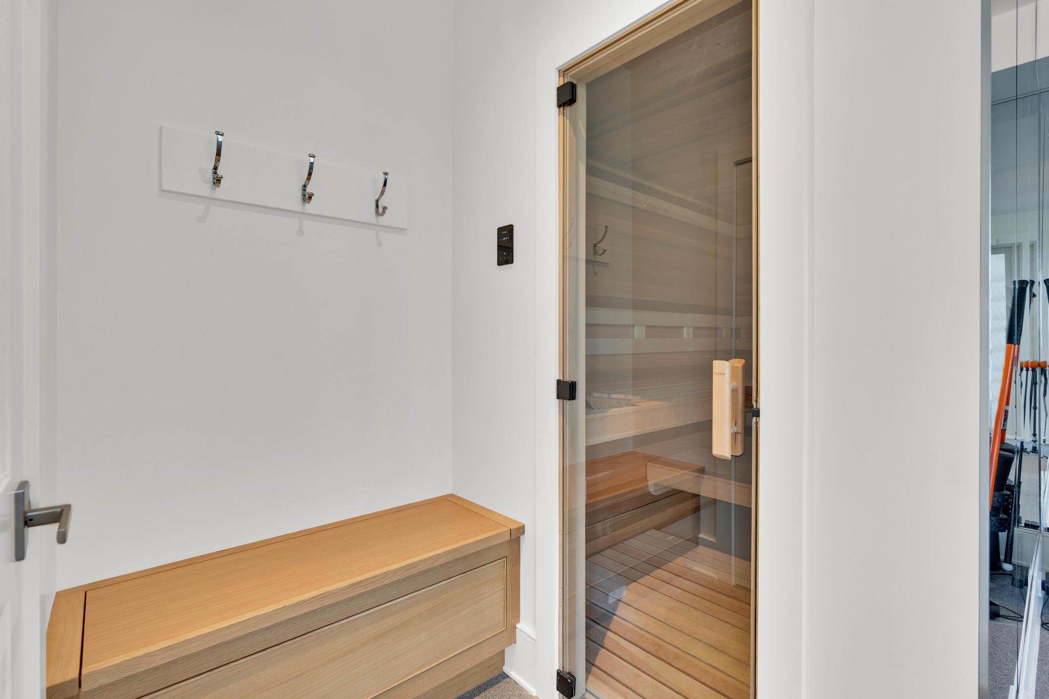 Cedar sauna with glass door